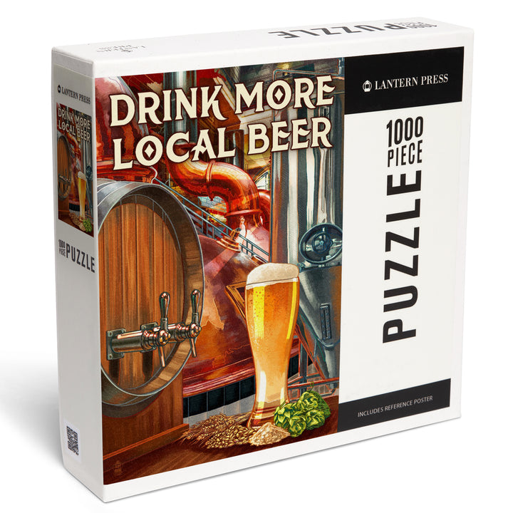 Drink More Local Beer, Brewery Scene, Jigsaw Puzzle Puzzle Lantern Press 