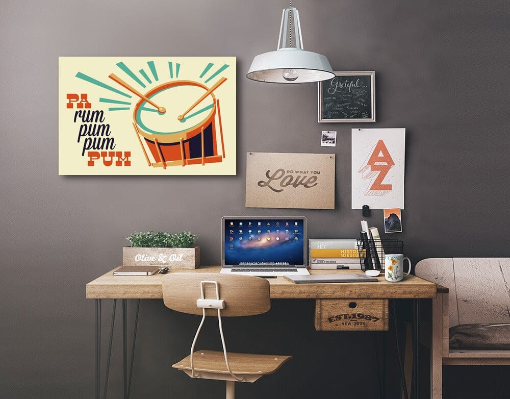 Drummer Boy, Retro Christmas, Lantern Press Artwork, Stretched Canvas Canvas Lantern Press 