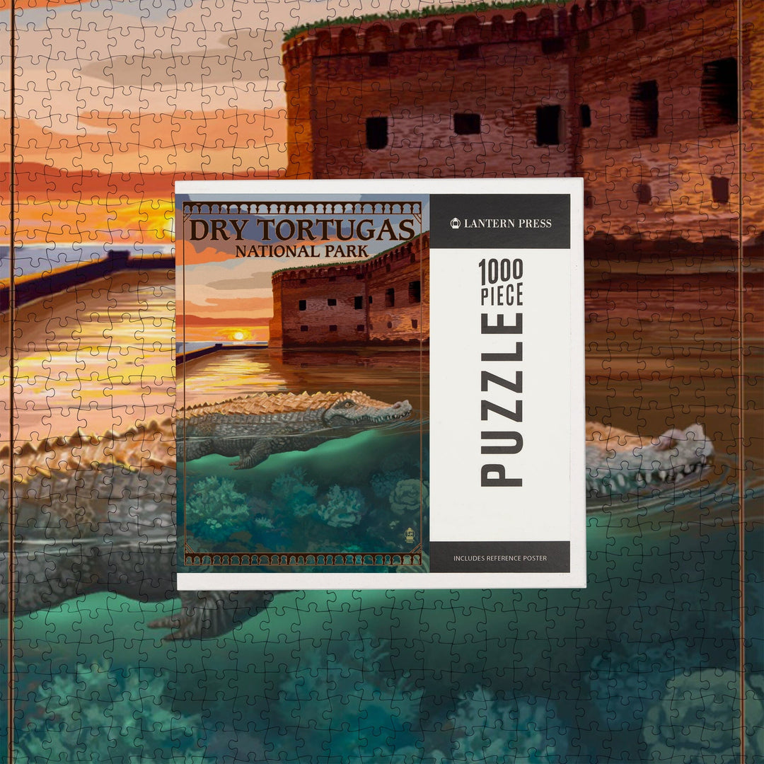 Dry Tortugas National Park, Florida, Crocodile, Painterly Series, Jigsaw Puzzle Puzzle Lantern Press 
