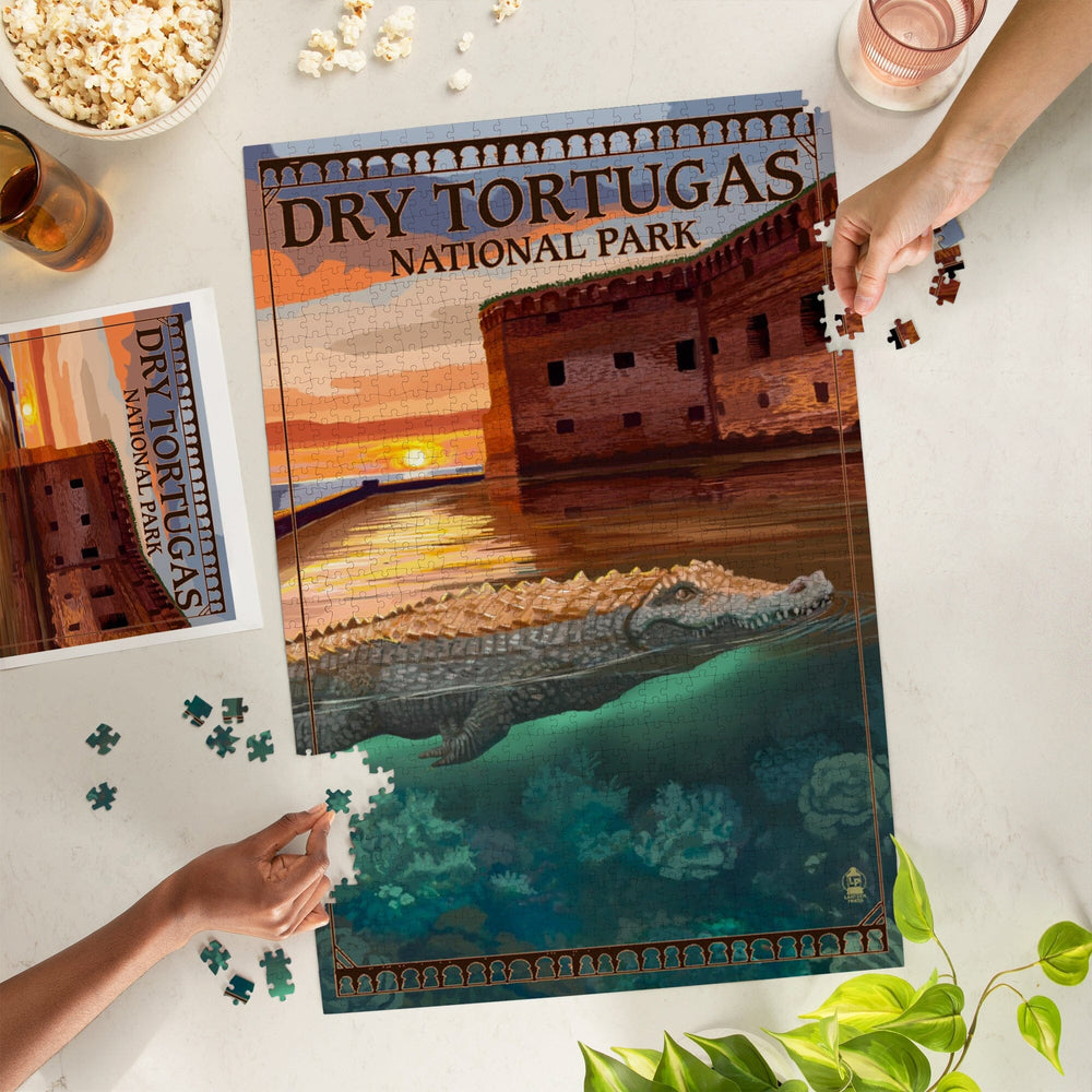 Dry Tortugas National Park, Florida, Crocodile, Painterly Series, Jigsaw Puzzle Puzzle Lantern Press 