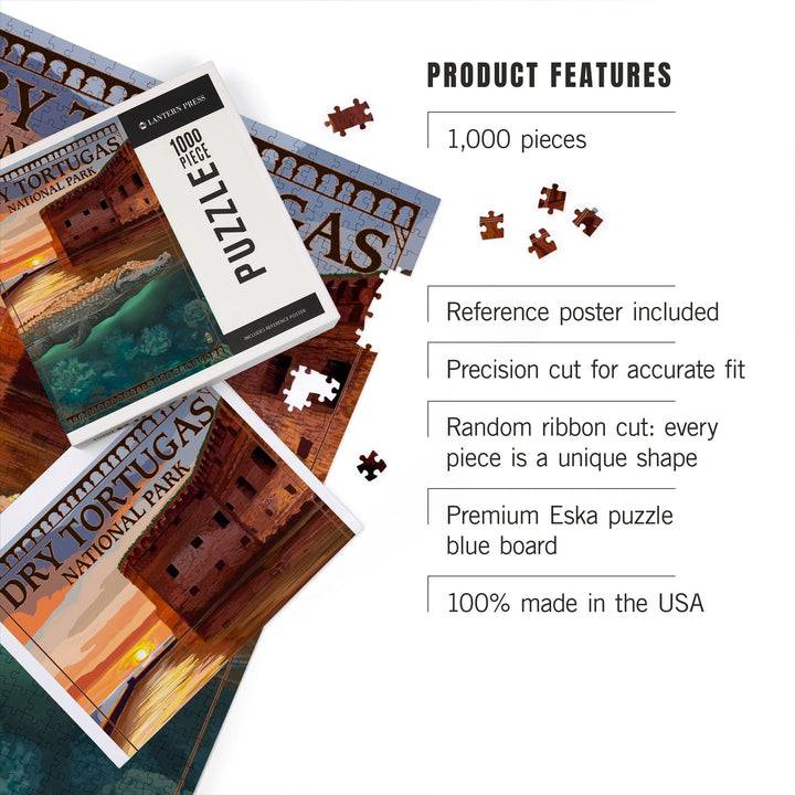 Dry Tortugas National Park, Florida, Crocodile, Painterly Series, Jigsaw Puzzle Puzzle Lantern Press 