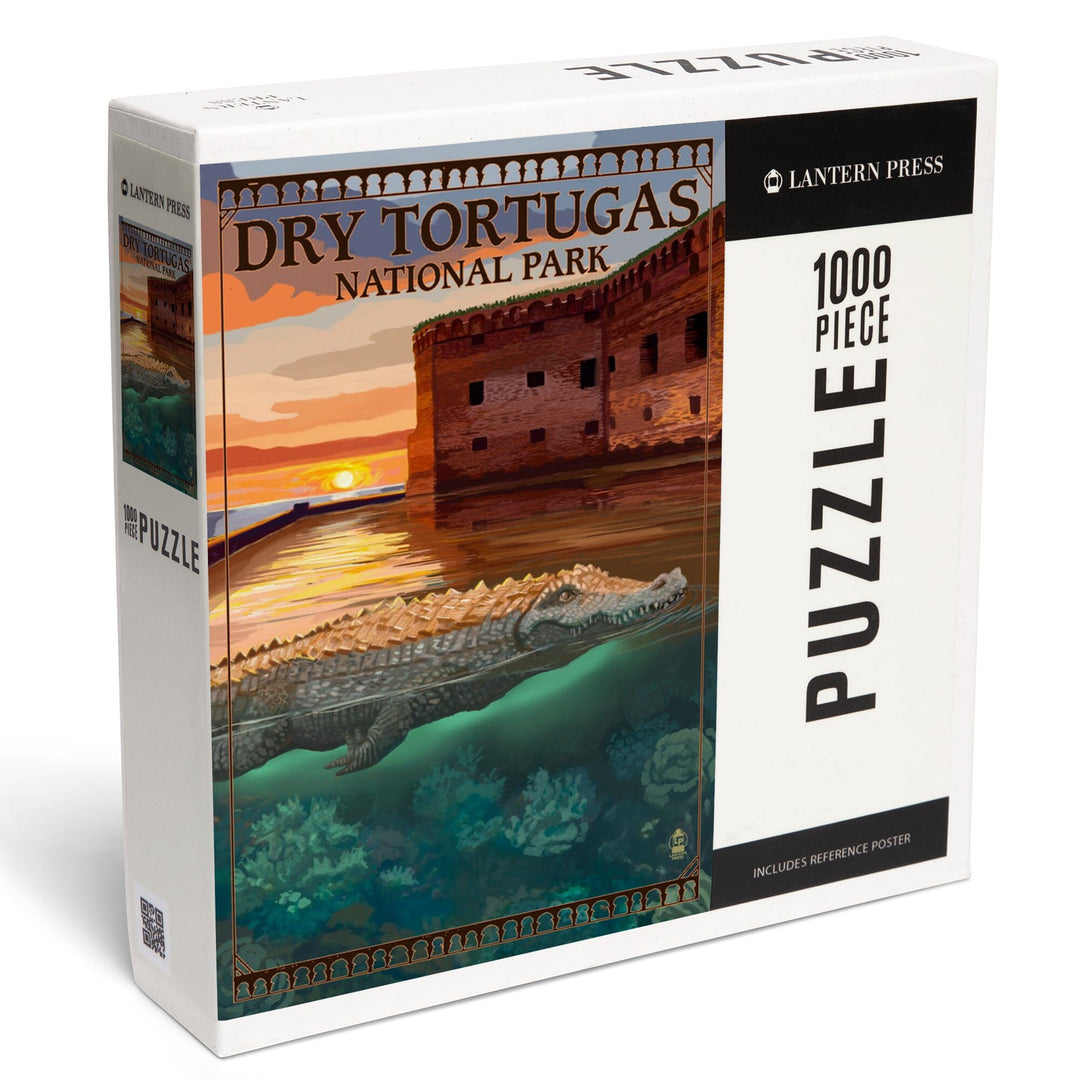 Dry Tortugas National Park, Florida, Crocodile, Painterly Series, Jigsaw Puzzle Puzzle Lantern Press 