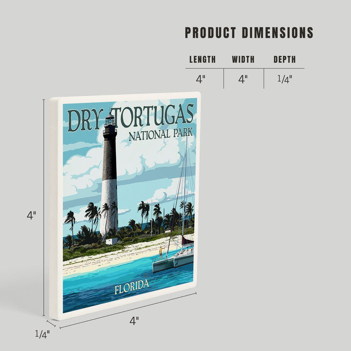 Dry Tortugas National Park, Florida, Lighthouse, Painterly Series, Coasters Coasters Lantern Press 
