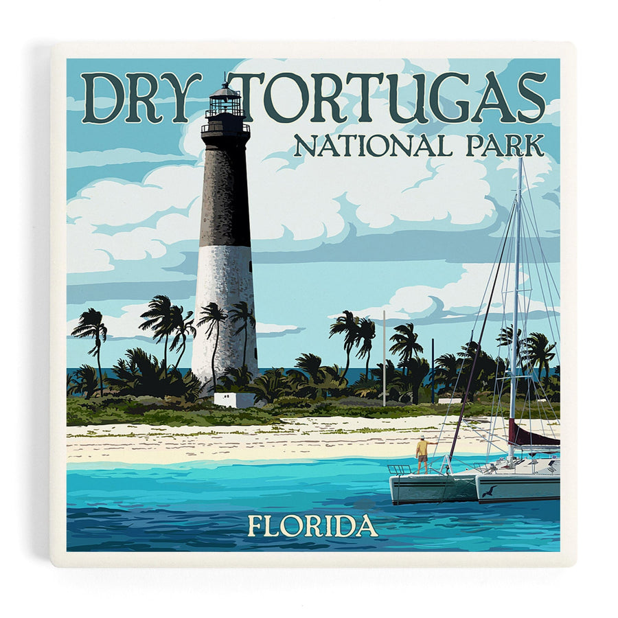 Dry Tortugas National Park, Florida, Lighthouse, Painterly Series, Coasters Coasters Lantern Press 