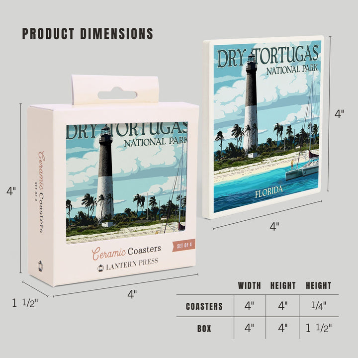 Dry Tortugas National Park, Florida, Lighthouse, Painterly Series, Coasters Coasters Lantern Press 
