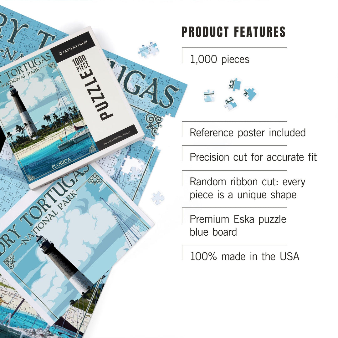 Dry Tortugas National Park, Florida, Lighthouse, Painterly Series, Jigsaw Puzzle Puzzle Lantern Press 