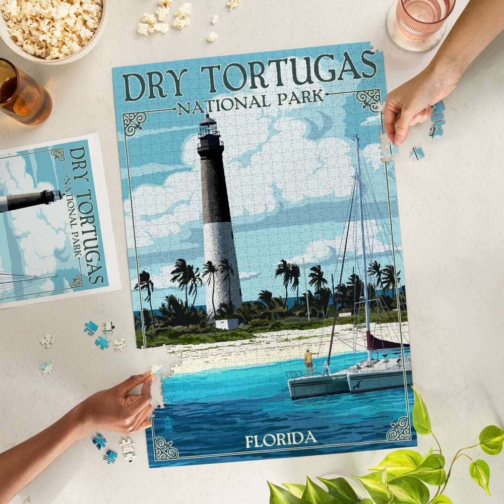 Dry Tortugas National Park, Florida, Lighthouse, Painterly Series, Jigsaw Puzzle Puzzle Lantern Press 
