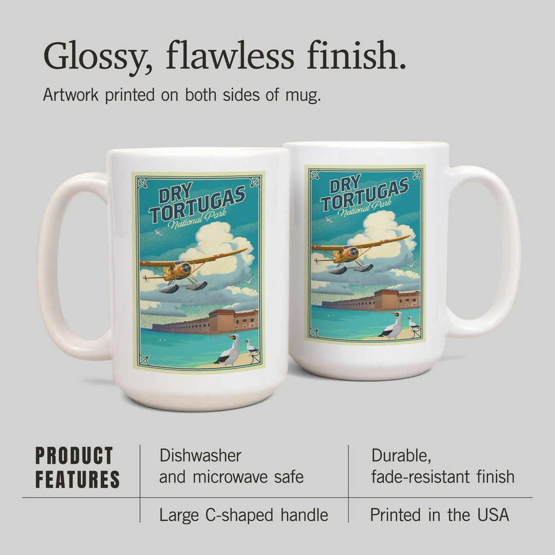 Dry Tortugas National Park, Florida, Lithograph National Park Series, Lantern Press Artwork, Ceramic Mug Mugs Lantern Press 