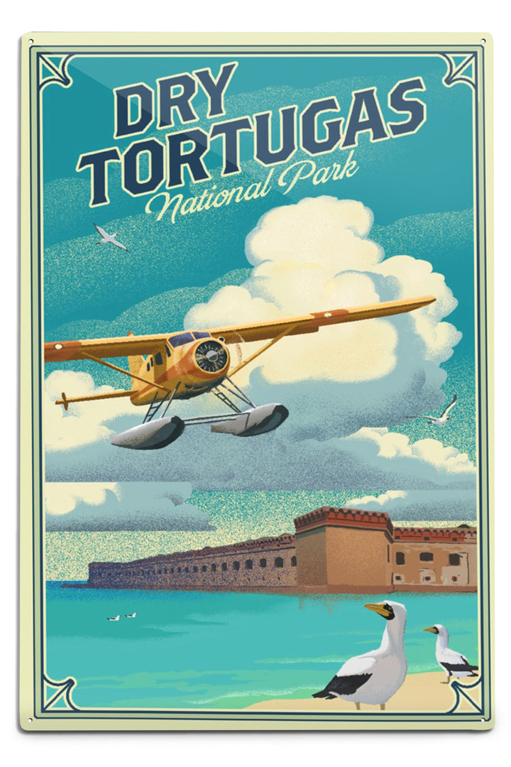 Dry Tortugas National Park, Florida, Lithograph National Park Series, Metal Signs Metal Lantern Press 12x18 Metal Sign 