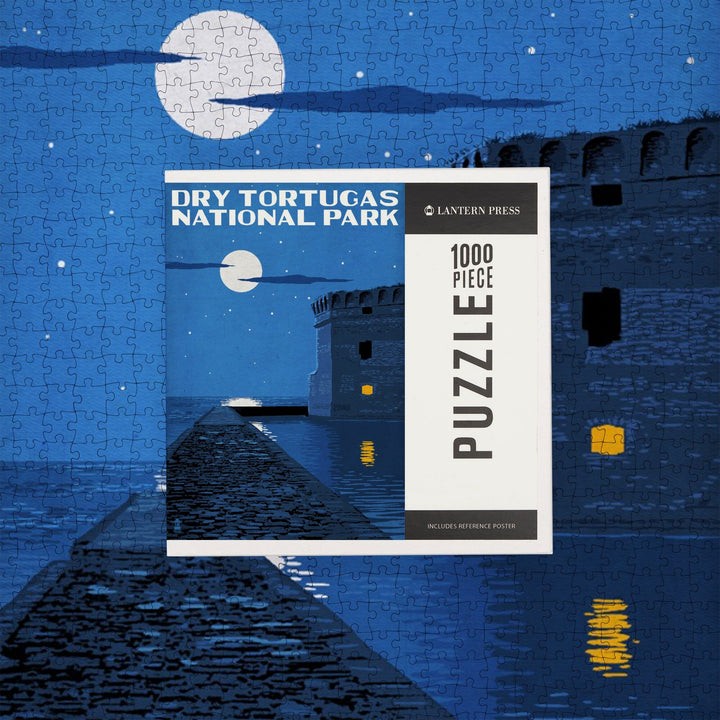Dry Tortugas National Park, Florida, Night Scene, Painterly Series, Jigsaw Puzzle Puzzle Lantern Press 