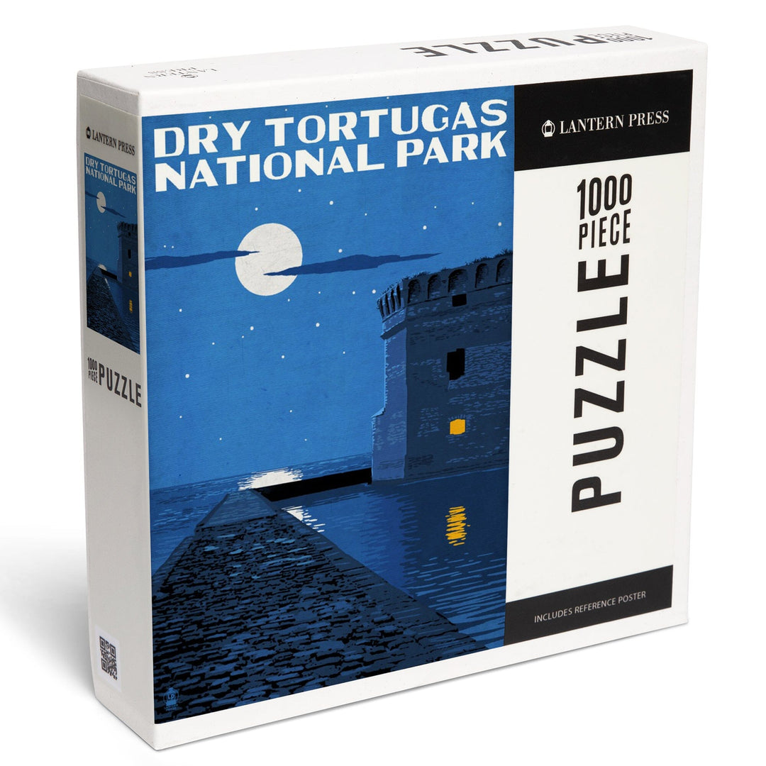 Dry Tortugas National Park, Florida, Night Scene, Painterly Series, Jigsaw Puzzle Puzzle Lantern Press 