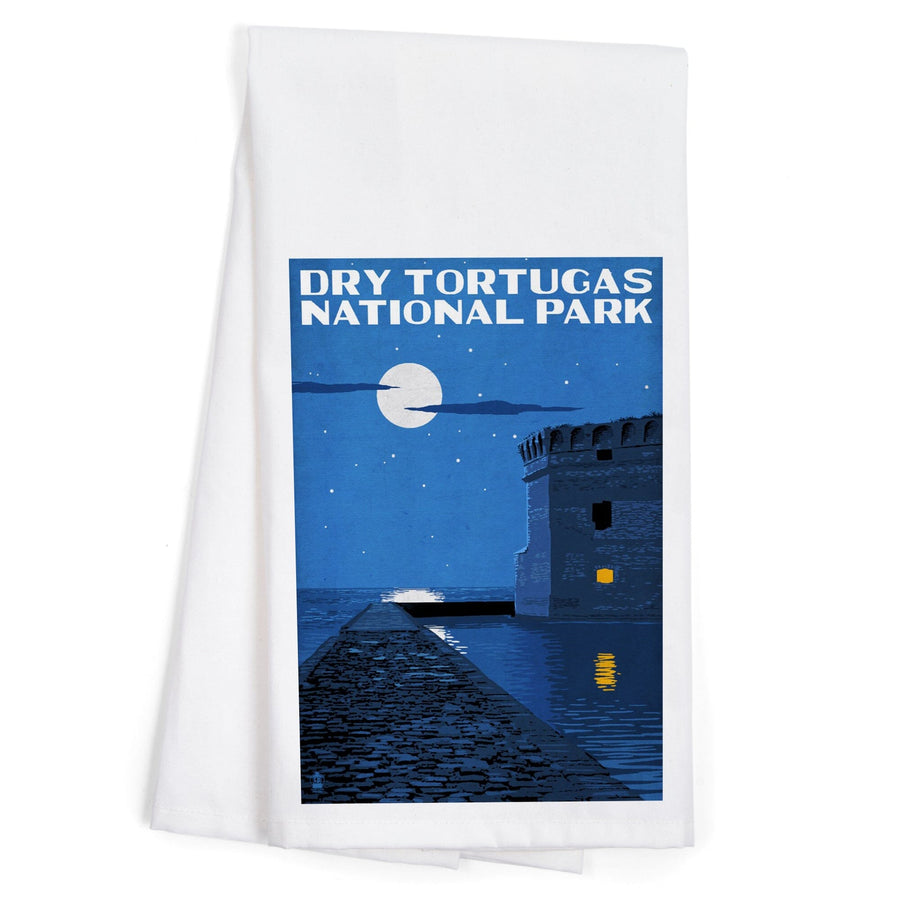 Dry Tortugas National Park, Florida, Night Scene, Painterly Series, Organic Cotton Kitchen Tea Towels Kitchen Lantern Press 