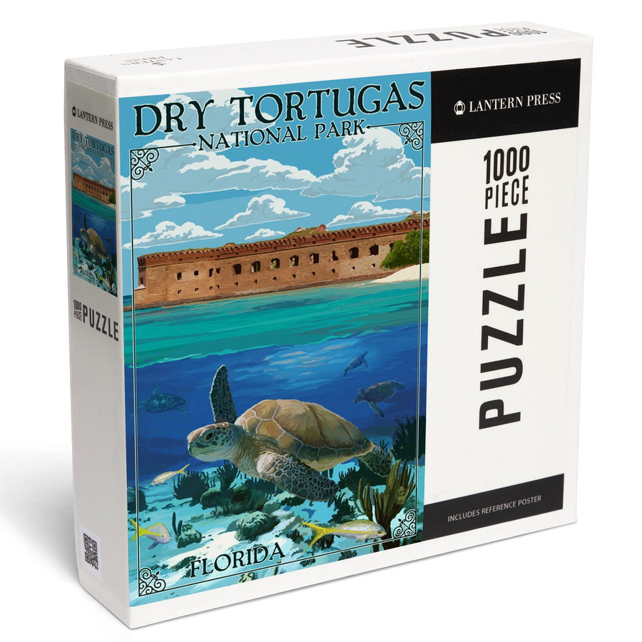 Dry Tortugas National Park, Florida, Sea Turtle, Painterly Series, Jigsaw Puzzle Puzzle Lantern Press 