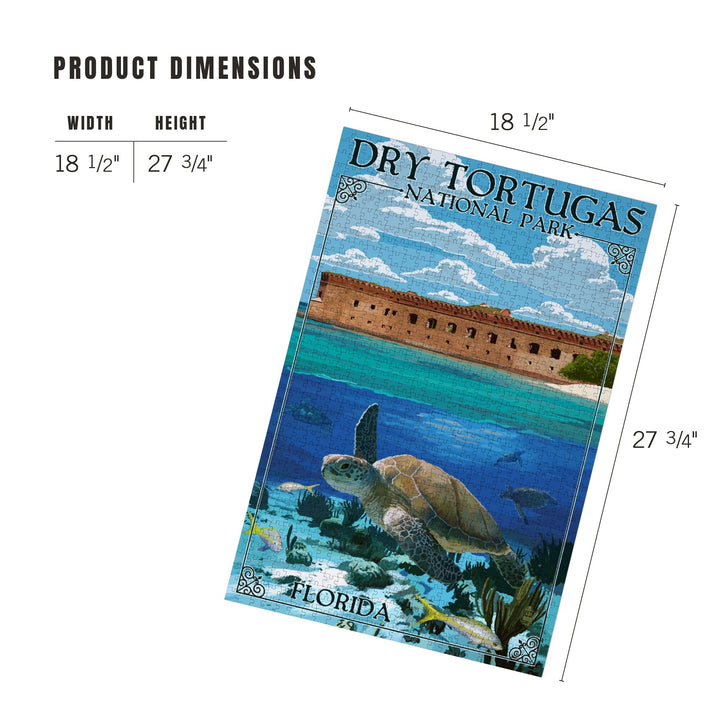 Dry Tortugas National Park, Florida, Sea Turtle, Painterly Series, Jigsaw Puzzle Puzzle Lantern Press 