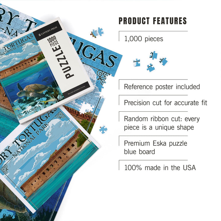 Dry Tortugas National Park, Florida, Sea Turtle, Painterly Series, Jigsaw Puzzle Puzzle Lantern Press 