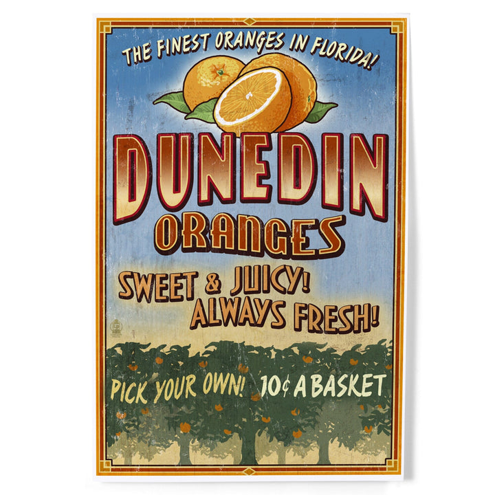Dunedin, Florida, Orange Grove, Vintage Sign, Art & Giclee Prints Art Lantern Press 