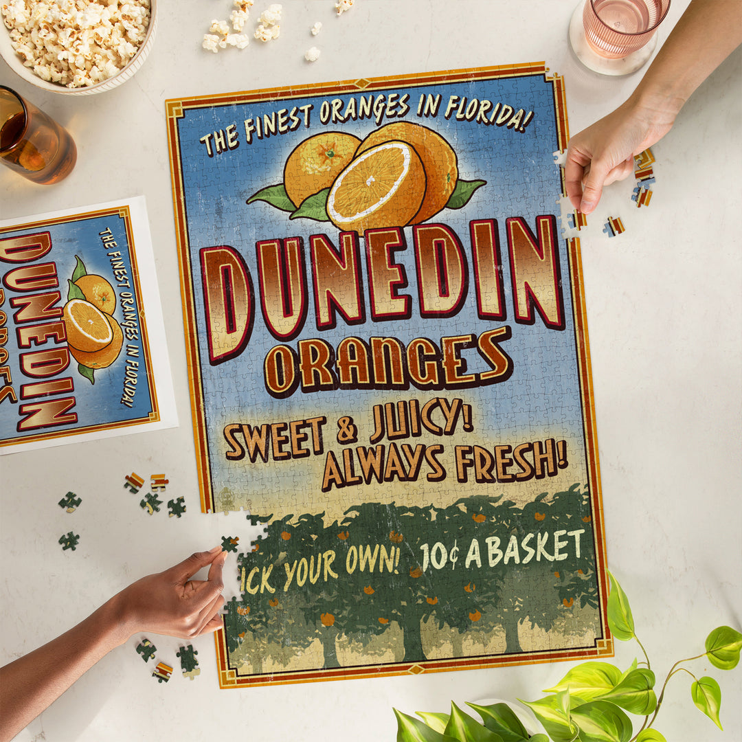 Dunedin, Florida, Orange Grove, Vintage Sign, Jigsaw Puzzle Puzzle Lantern Press 