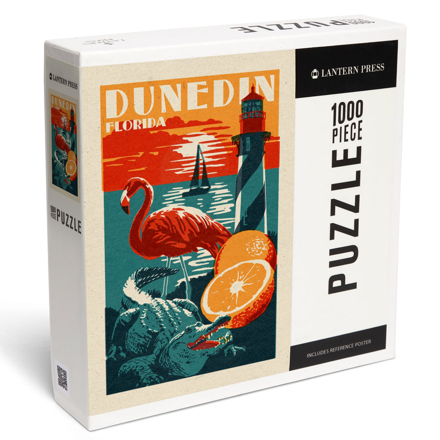 Dunedin, Florida, Woodblock, Jigsaw Puzzle Puzzle Lantern Press 