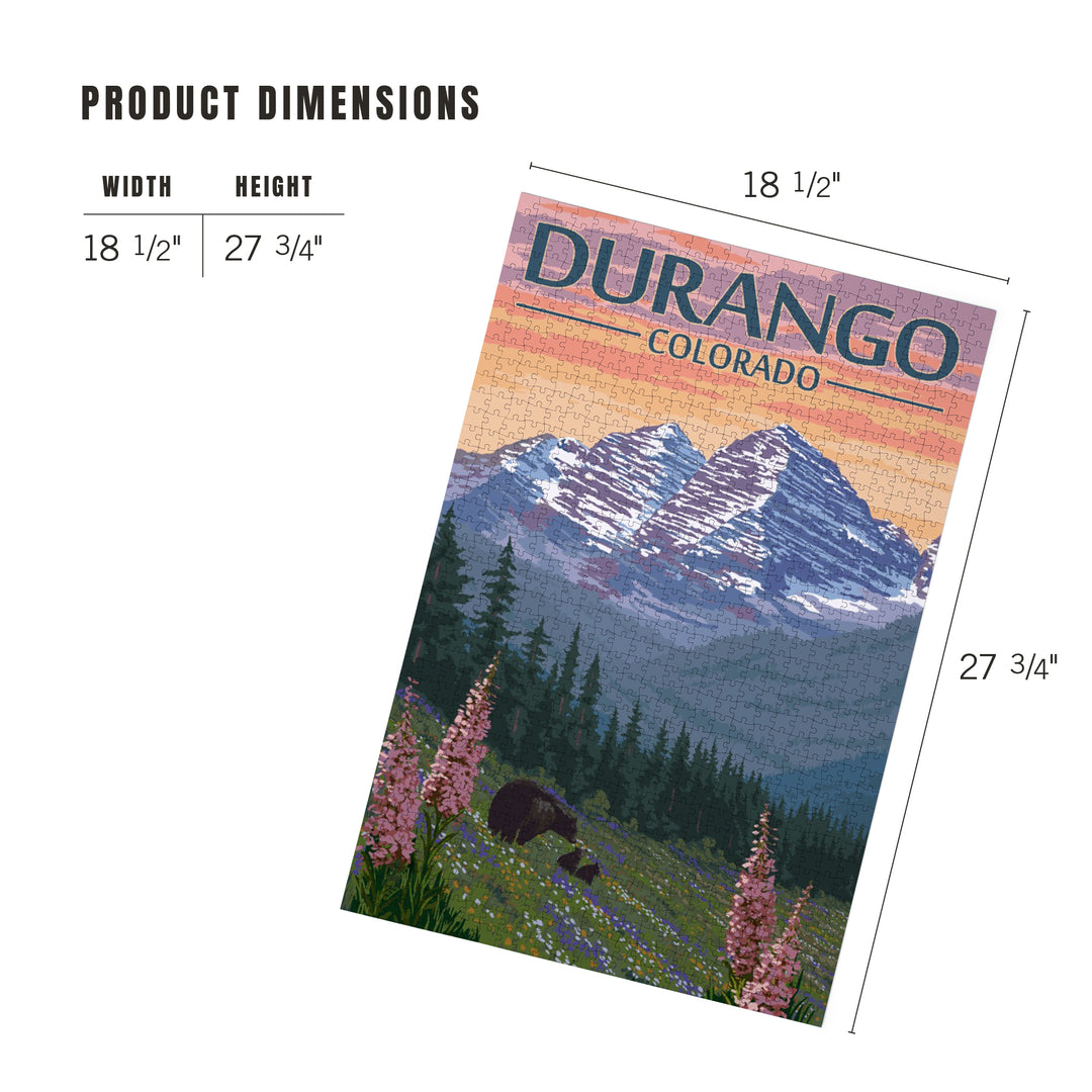 Durango, Colorado, Bears and Spring Flowers, Jigsaw Puzzle Puzzle Lantern Press 