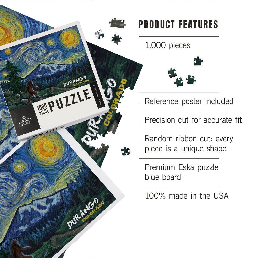 Durango, Colorado, Bigfoot, Starry Night, Jigsaw Puzzle Puzzle Lantern Press 