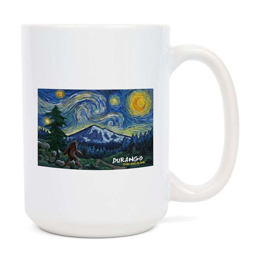 Durango, Colorado, Bigfoot, Starry Night, Lantern Press Artwork, Ceramic Mug Mugs Lantern Press 