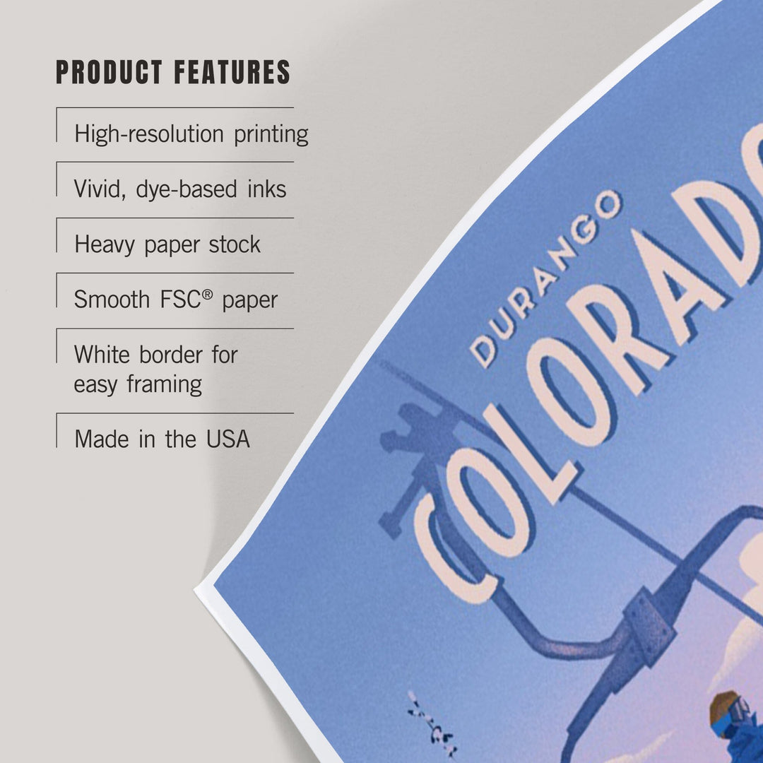 Durango, Colorado, Chill on the Uphill, Ski Lift, Art & Giclee Prints Art Lantern Press 