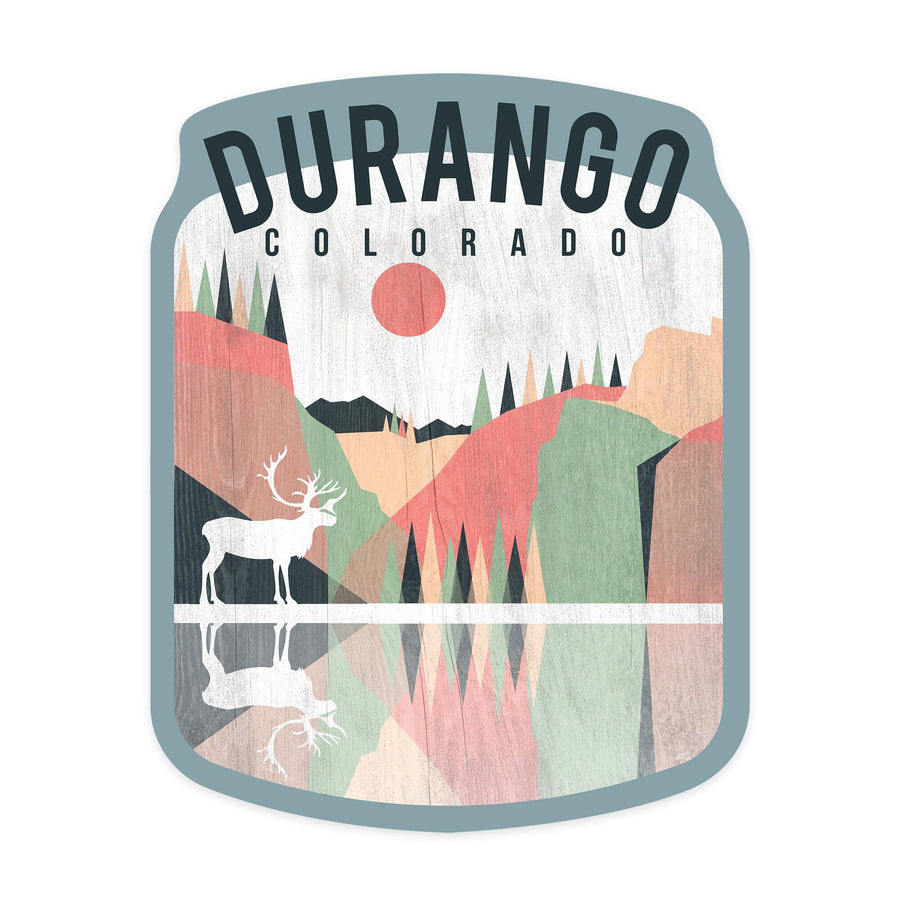 Durango, Colorado, Elk, Geometric Opacity, Contour, Lantern Press Artwork, Vinyl Sticker Sticker Lantern Press 