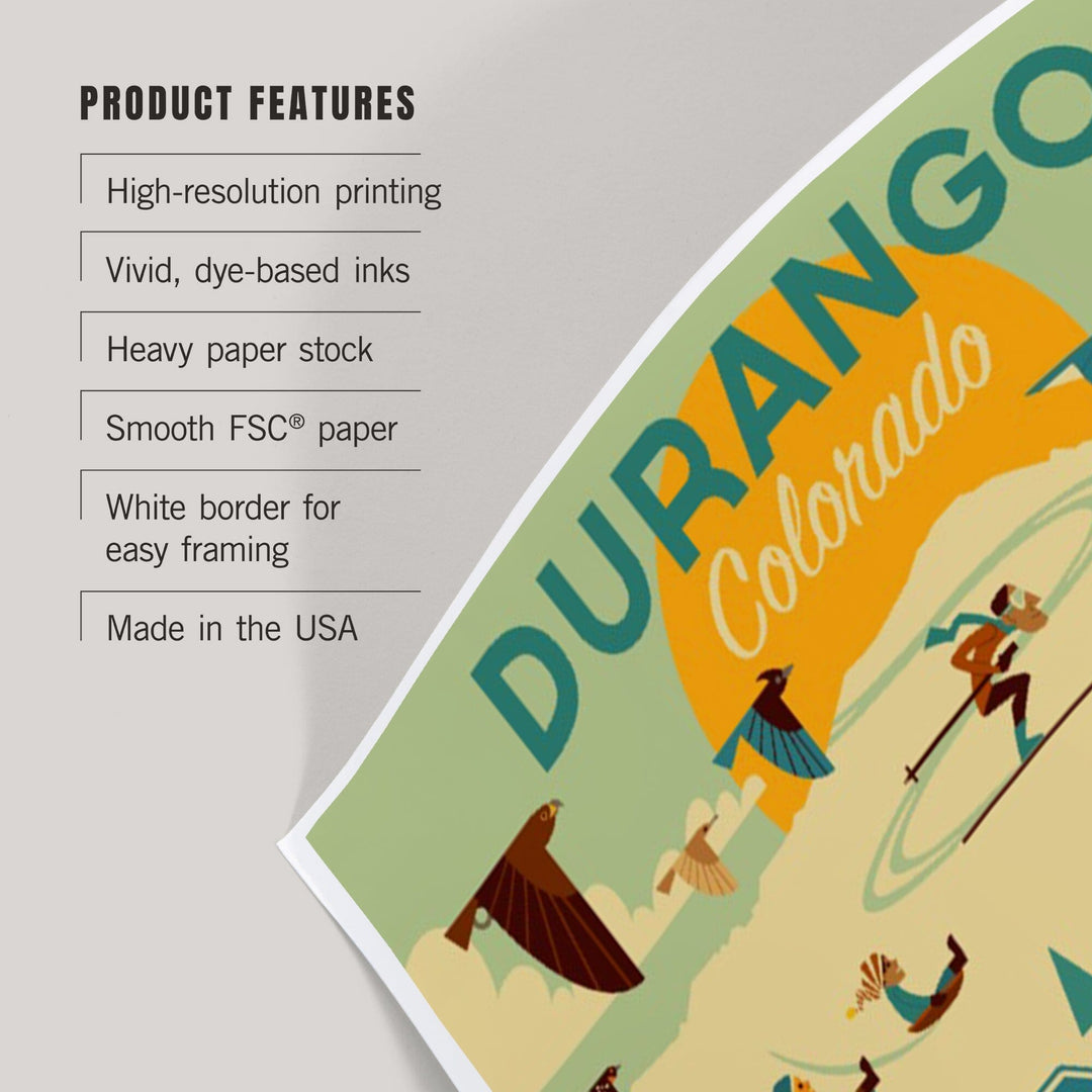 Durango, Colorado, Geometric, Art & Giclee Prints Art Lantern Press 