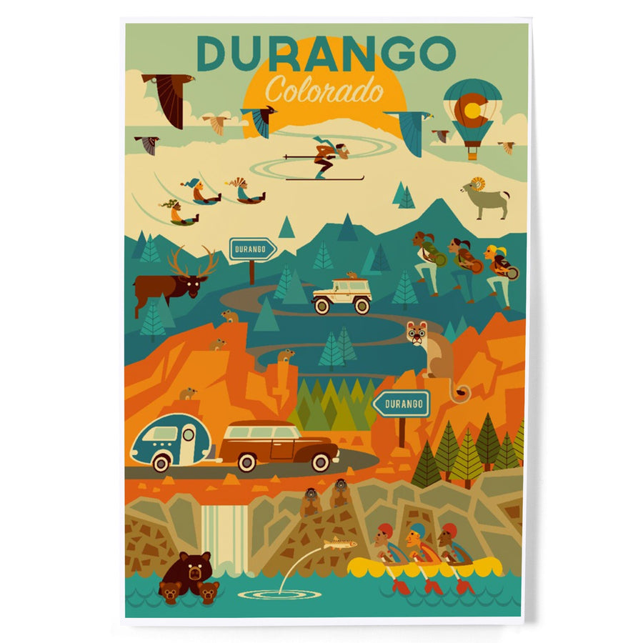 Durango, Colorado, Geometric, Art & Giclee Prints Art Lantern Press 
