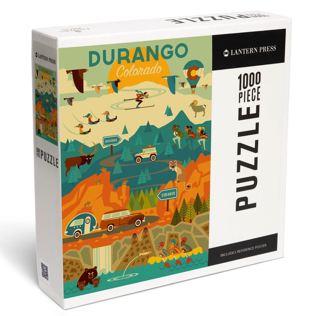 Durango, Colorado, Geometric, Jigsaw Puzzle Puzzle Lantern Press 