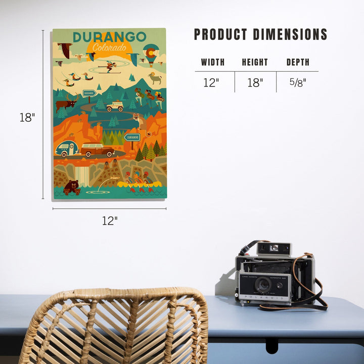 Durango, Colorado, Geometric, Lantern Press Artwork, Wood Signs and Postcards Wood Lantern Press 