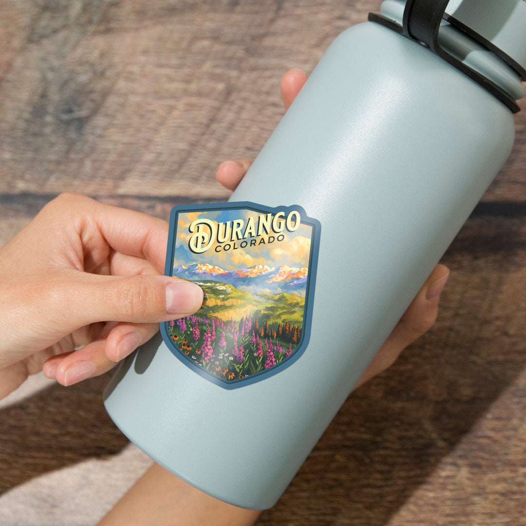 Durango, Colorado, Oil Painting, Contour, Vinyl Sticker - Lantern Press