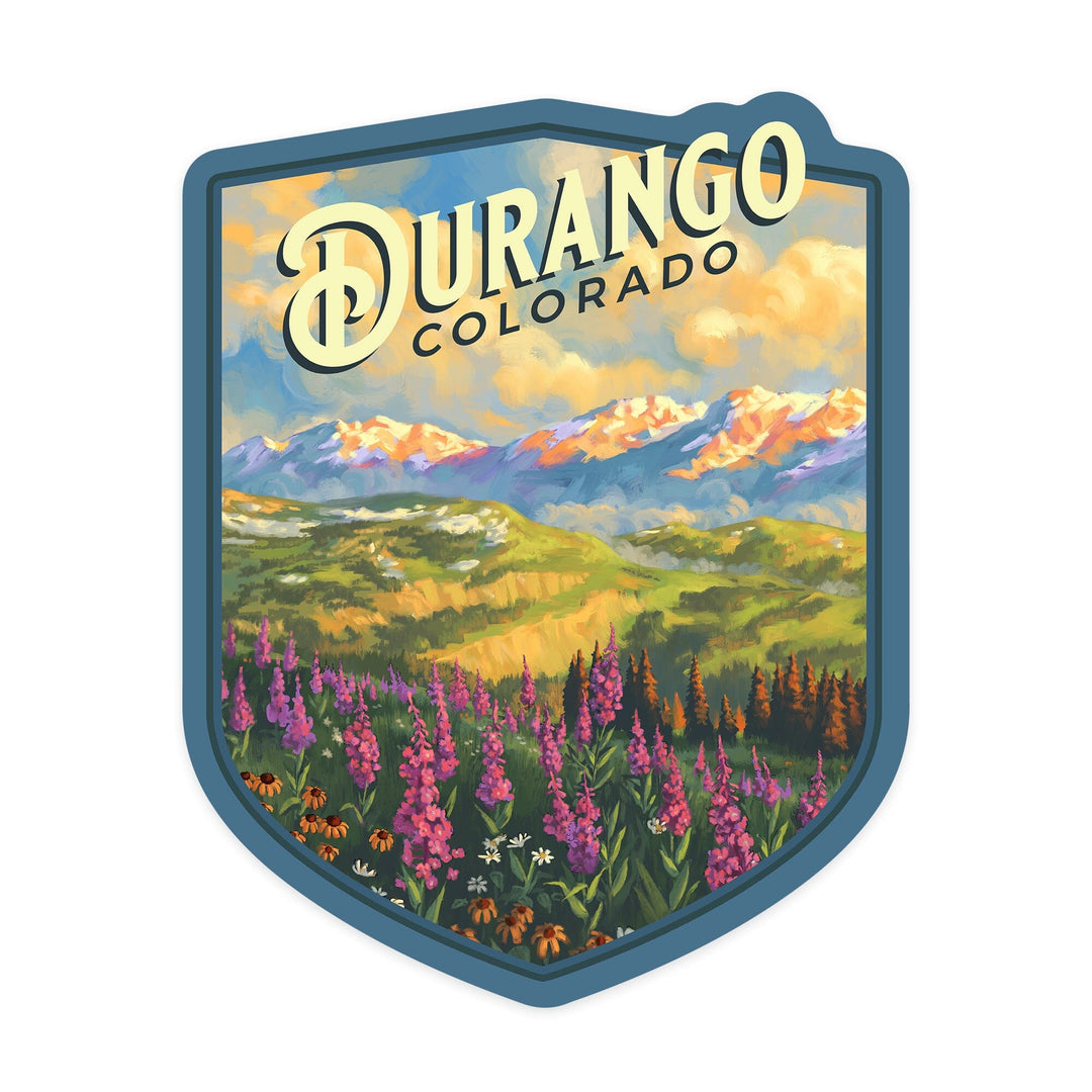 Durango, Colorado, Oil Painting, Contour, Vinyl Sticker - Lantern Press