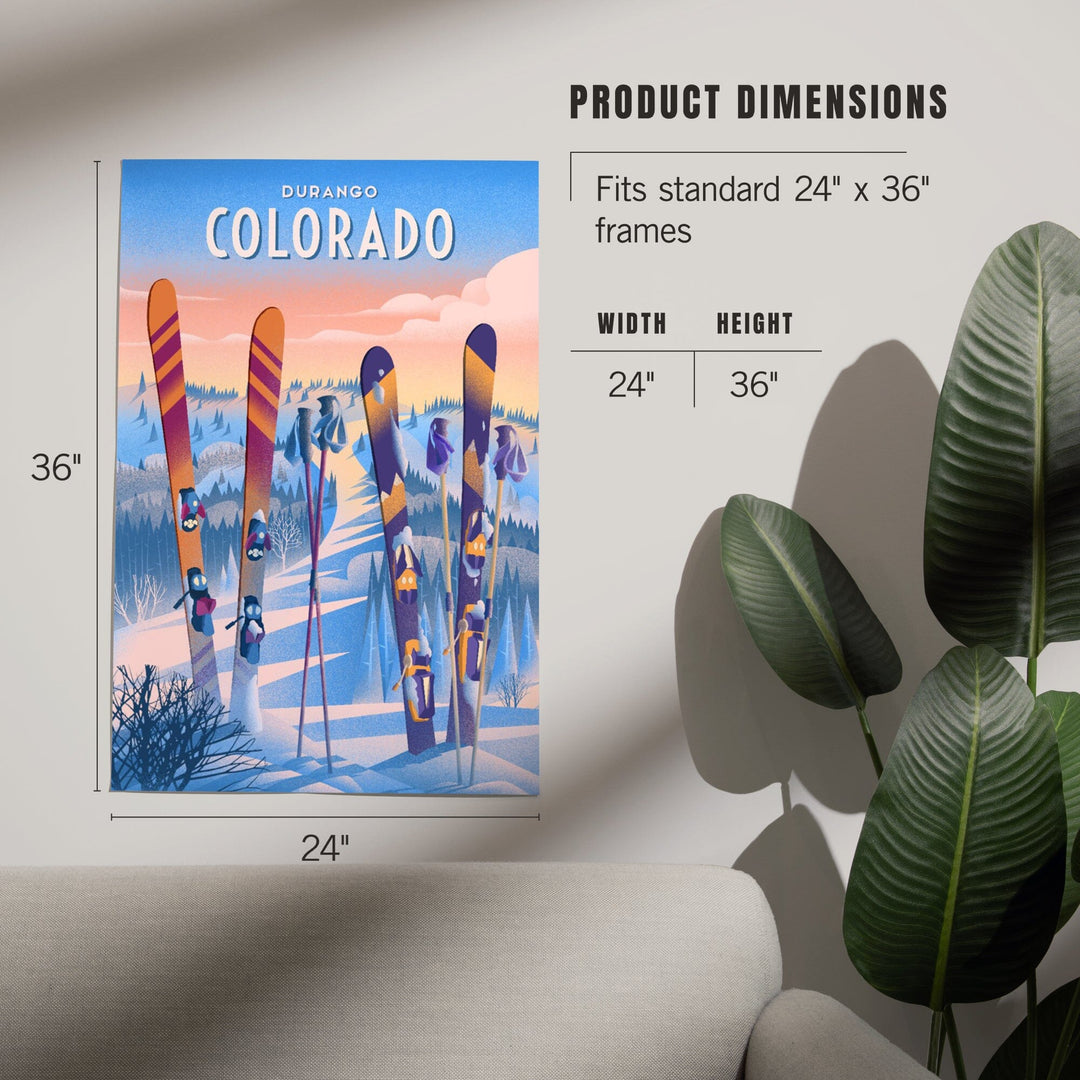 Durango, Colorado, Prepare For Takeoff, Ski in Snowbank, Art & Giclee Prints Art Lantern Press 