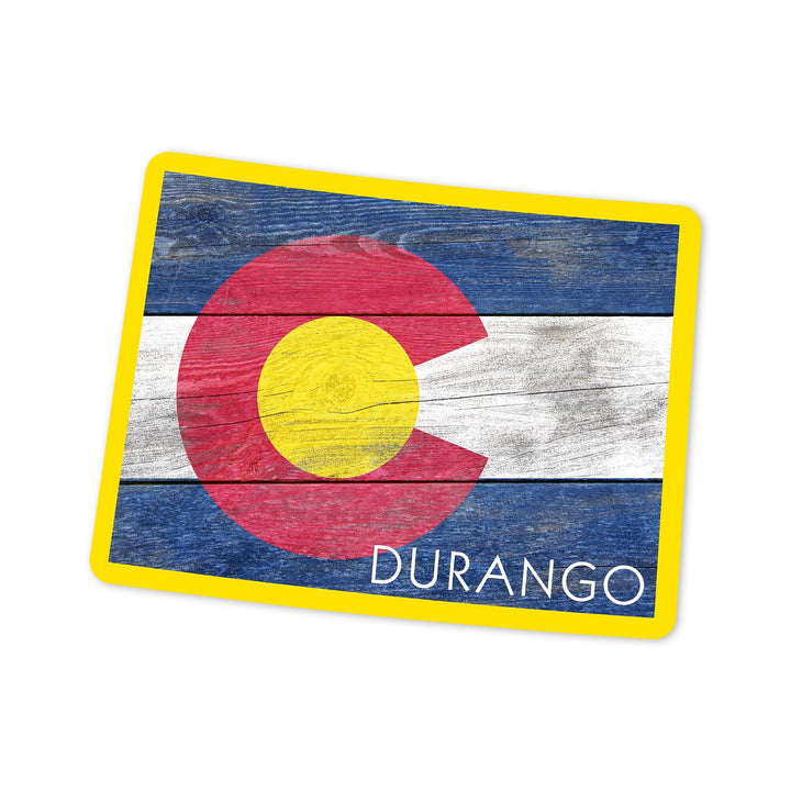 Durango, Colorado, Rustic Colorado State Flag, Contour, Vinyl Sticker - Lantern Press