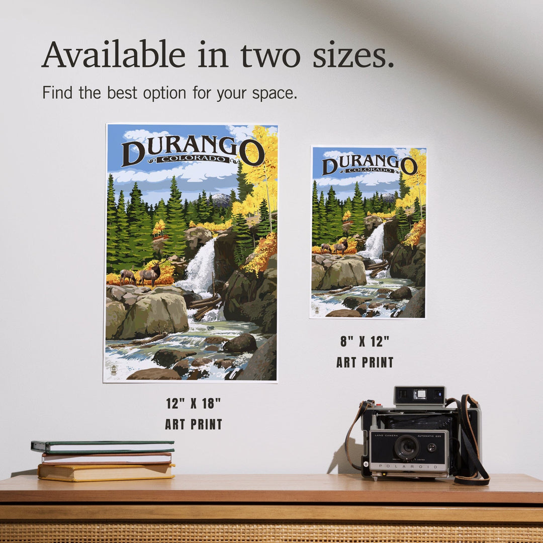 Durango, Colorado, Waterfall, Art & Giclee Prints Art Lantern Press 