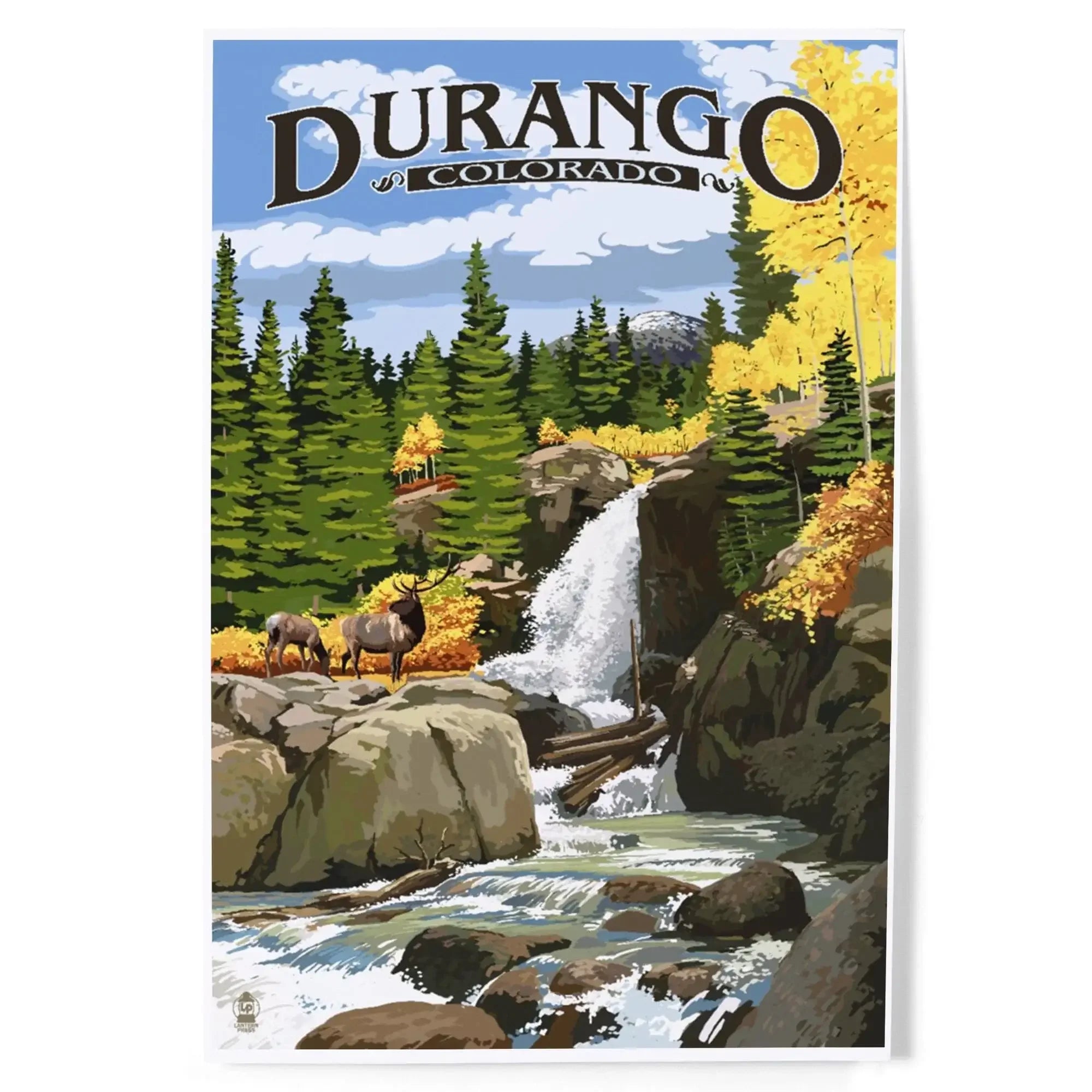 Durango, Colorado, Waterfall art prints, metal signs – Lantern Press