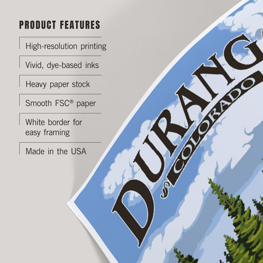 Durango, Colorado, Waterfall, Art & Giclee Prints Art Lantern Press 
