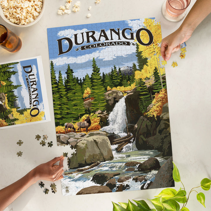 Durango, Colorado, Waterfall, Jigsaw Puzzle Puzzle Lantern Press 