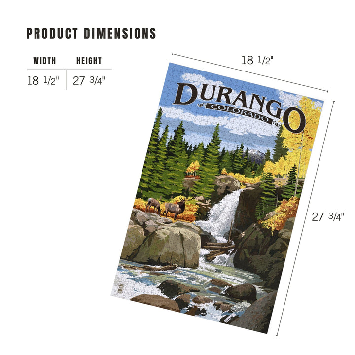 Durango, Colorado, Waterfall, Jigsaw Puzzle Puzzle Lantern Press 