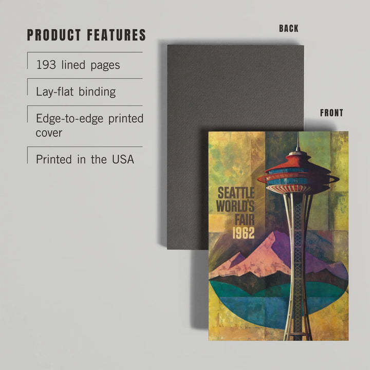 Lined 6x9 Journal, Seattle, Washington, Space Needle World's Fair, Vintage Travel Poster, Lay Flat, 193 Pages, FSC paper