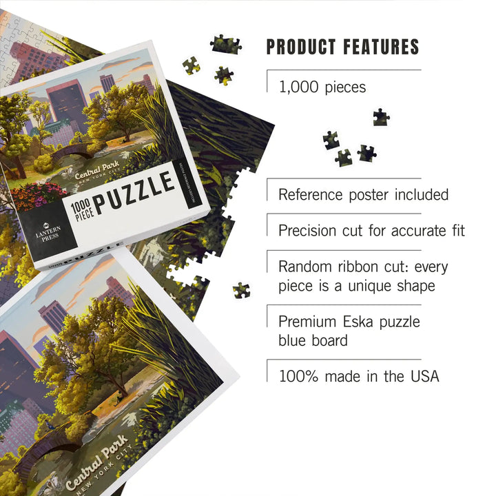 New York City, New York, Central Park Bridge, Painterly, Jigsaw Puzzle