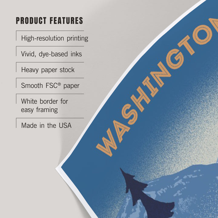 Washington, Lithograph, Elk and Mountains Scene, Art & Giclee Prints