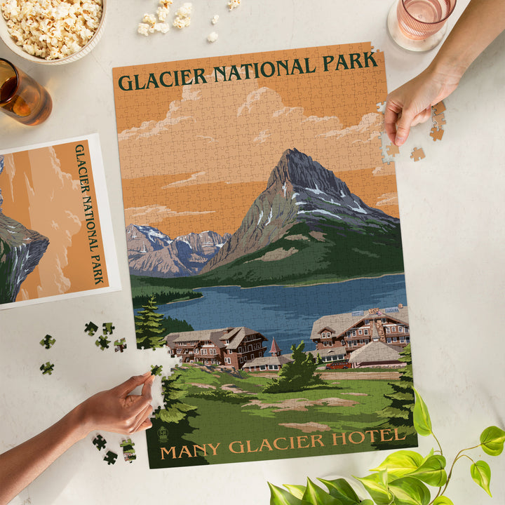 Glacier National Park, Montana, Many Glacier Hotel, Jigsaw Puzzle