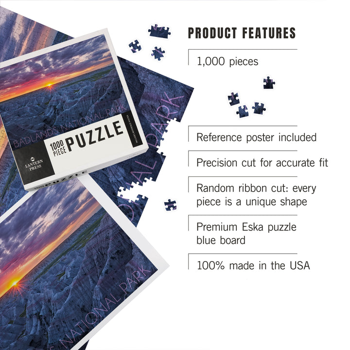 Badlands National Park, South Dakota, Purple Sunrise, Jigsaw Puzzle