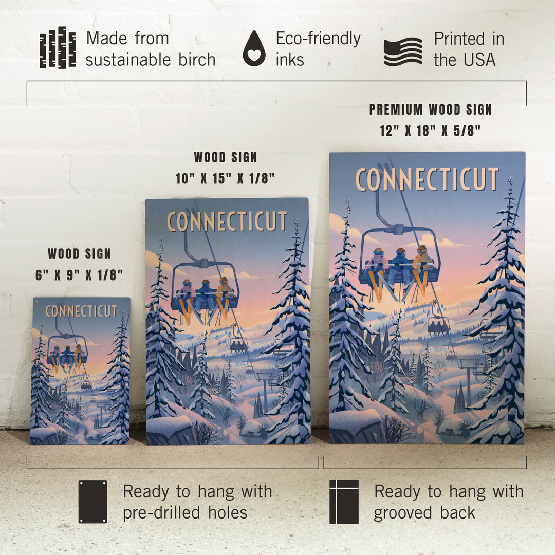 Connecticut, Chill on the Uphill, Ski Lift, Wood Signs and Postcards
