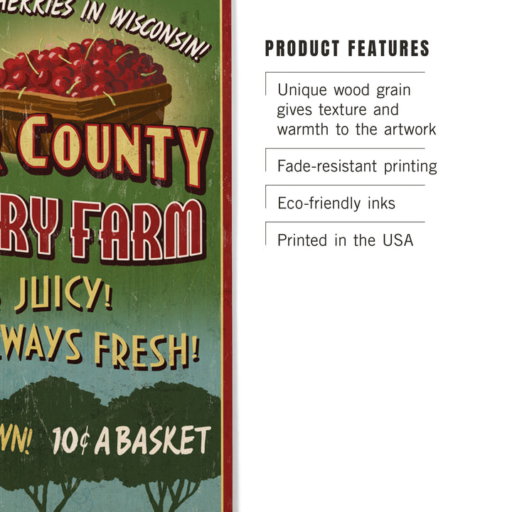 Door County, Wisconsin Cherry Sign, Wood Sign and Postcards