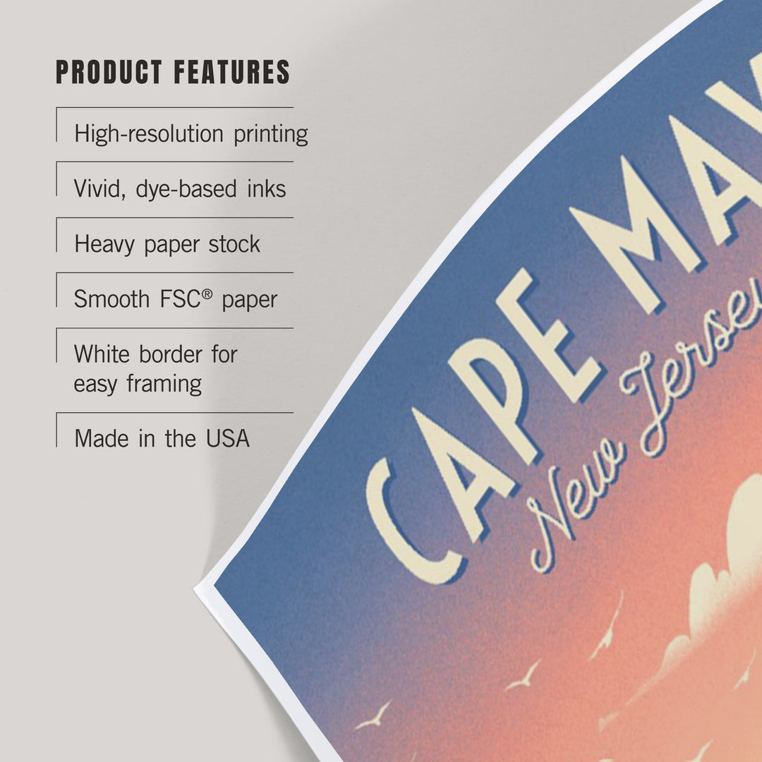 Cape May, New Jersey, Lithograph, Enjoy the Ride, Longboards and Scooters, Art & Giclee Prints