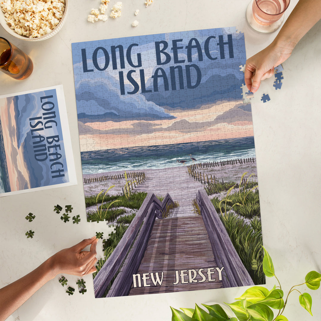 Long Beach Island, New Jersey, Beach Boardwalk Scene, 1000 Piece Jigsaw Puzzle