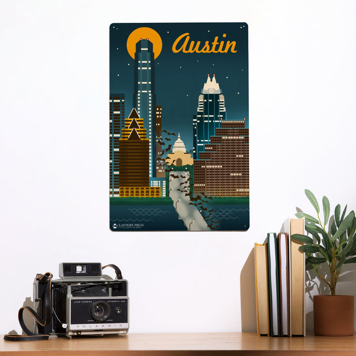 Austin, Retro Skyline, Metal Signs